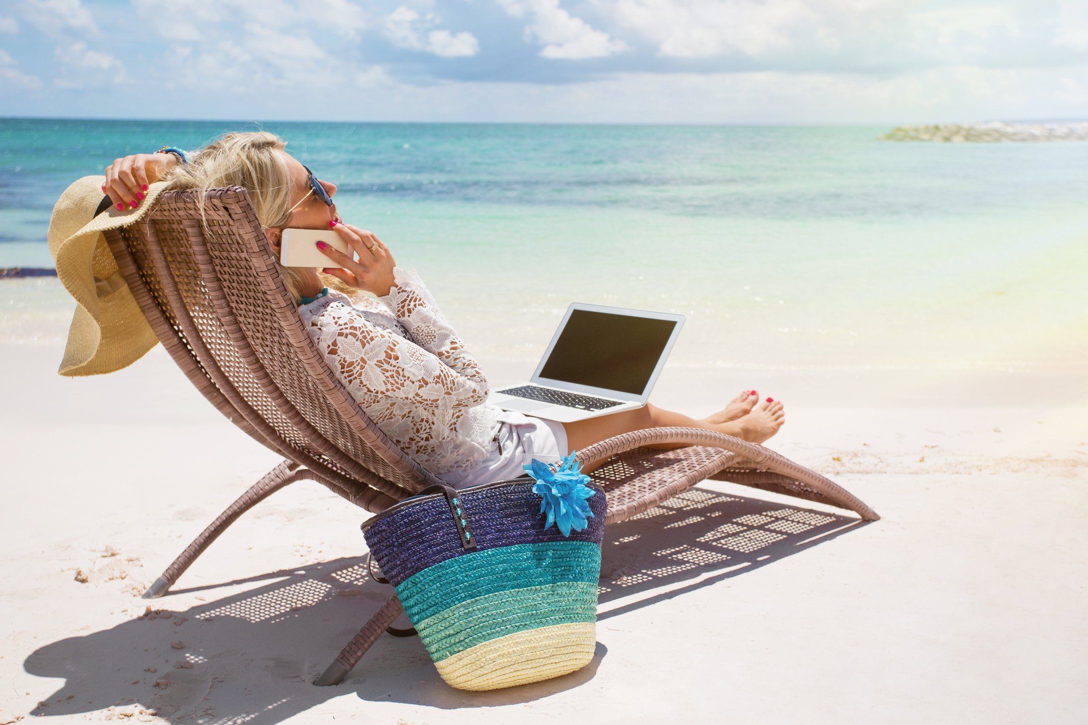 Remote Worker Working at the Beach 